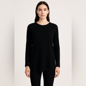 LOFT Black Cotton Tunic Sweater M Goth Grunge Moto Biker Coastal Preppy